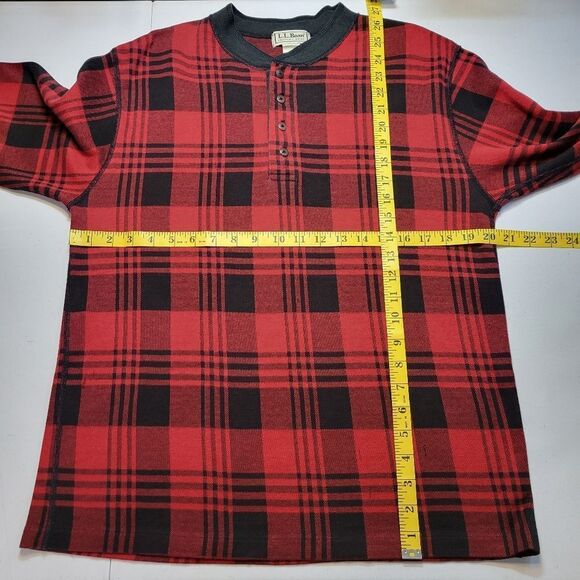 L.L. Bean Vintage Red Buffalo Plaid Crewneck Sweater Medium Cabincore Cotton - Picture 9 of 10